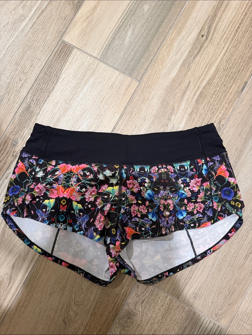 lululemon athletica Black Multicolor Floral Athletic Shorts